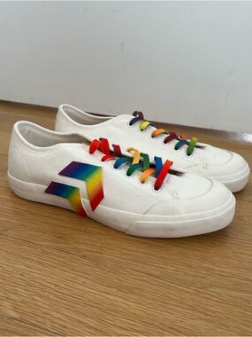 Dolce Vita White Canvas Sneakers with Rainbow Accents